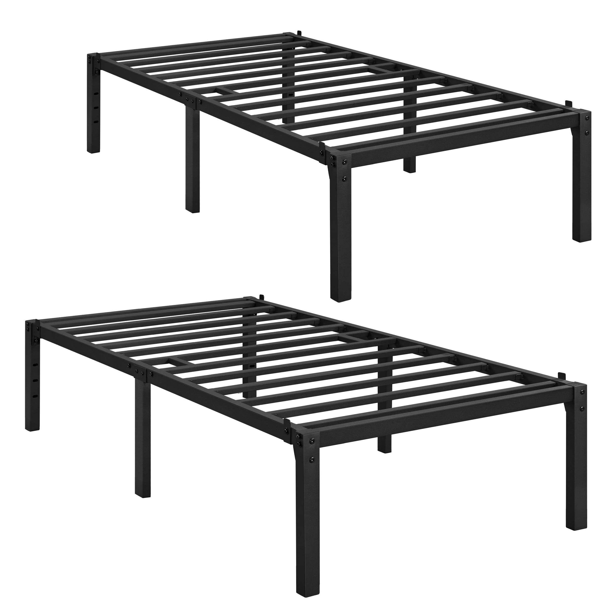 Yaheetech Set di 2 Rete Letto Singolo in Metallo 90 cm × 190 cm senza Testiera Spazio Aggiuntivo per Camera da Letto