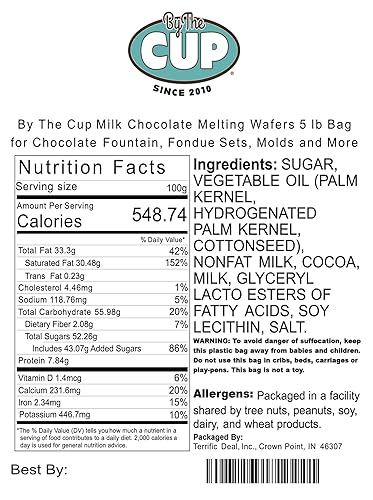 Miniatura 2 de By The Cup - Obleas para derretir chocolate con leche, bolsa de 5 libras para fuente de chocolate, juegos de fondue, moldes y más
