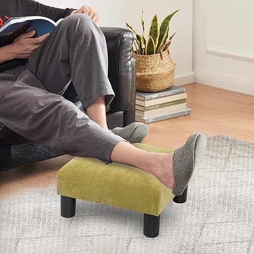 Miniatura 52 de Adeco Reposapiés pequeño/Reposapiés-Arte geométrico - Reposapiés otomano cuboide y cilindro, marrón café Piel sintética negra de poliuretano,Marrón