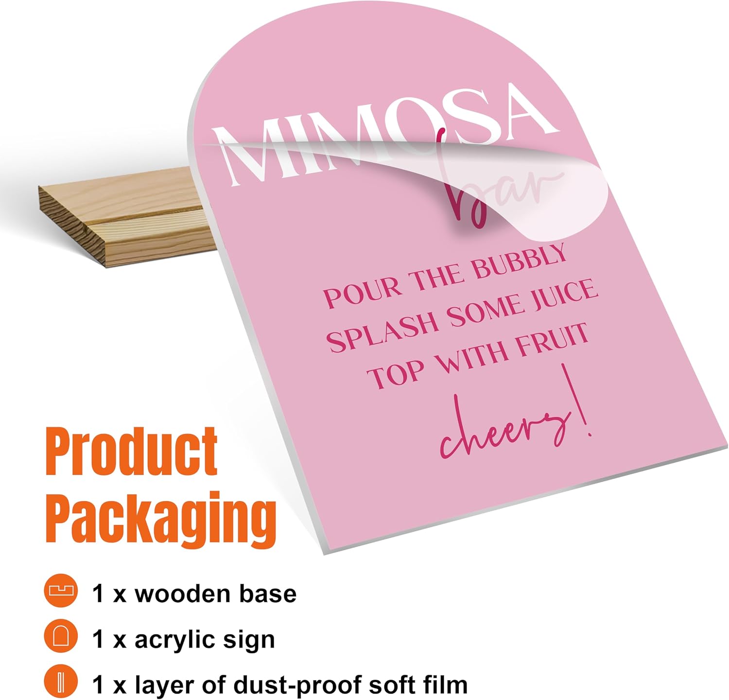 Mimosa Bar Sign For Table, Pink Minimalist Acrylic Mimosa Bar With Base Supplies For Baby Shower Bridal Shower, Decorations For Wedding Bachelorette Engagement Party, Welcome Sign Stand For Party -15 image 3