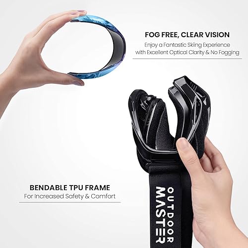 Miniatura 163 de OutdoorMaster - Gafas de esquí/snowboard para hombres, mujeres y jóvenes, 100% protección contra rayos ultravioleta, para usar sobre los anteojos