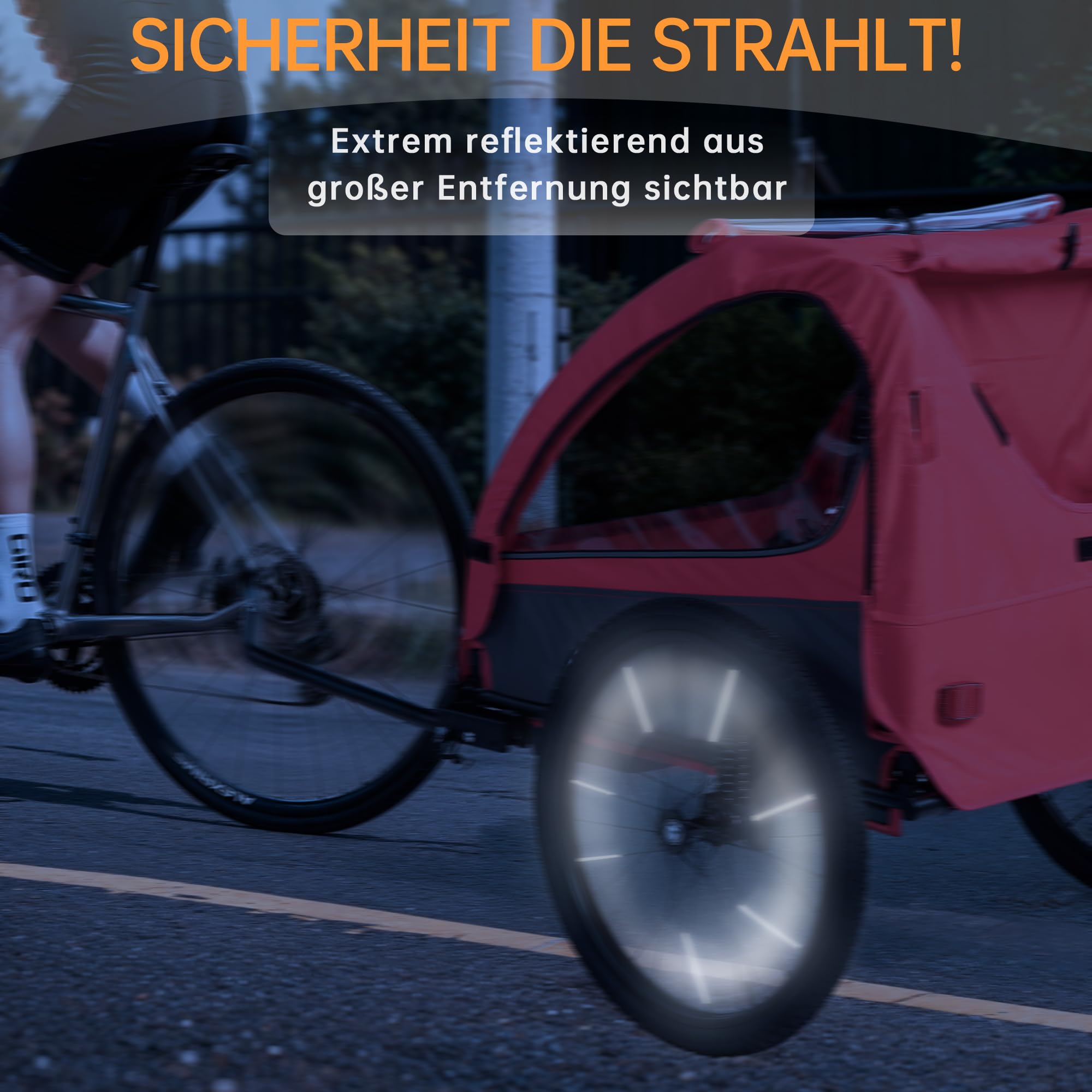 Rimorchio per bicicletta pieghevole 2 in 1 con sospensione per bambini 1-2 bambini, passeggino con grande spazio di archiviazione, funzione jogger, catarifrangenti