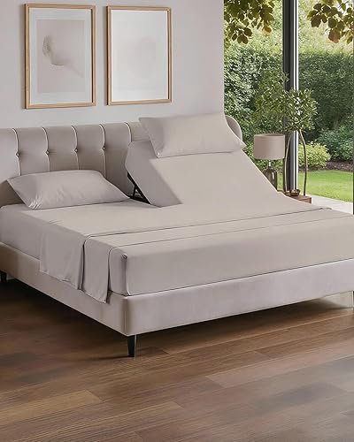 Juego de sábanas de cabeza dividida tamaño King – Sábanas de tamaño King dividido en la parte superior para camas ajustables, colchón King dividido