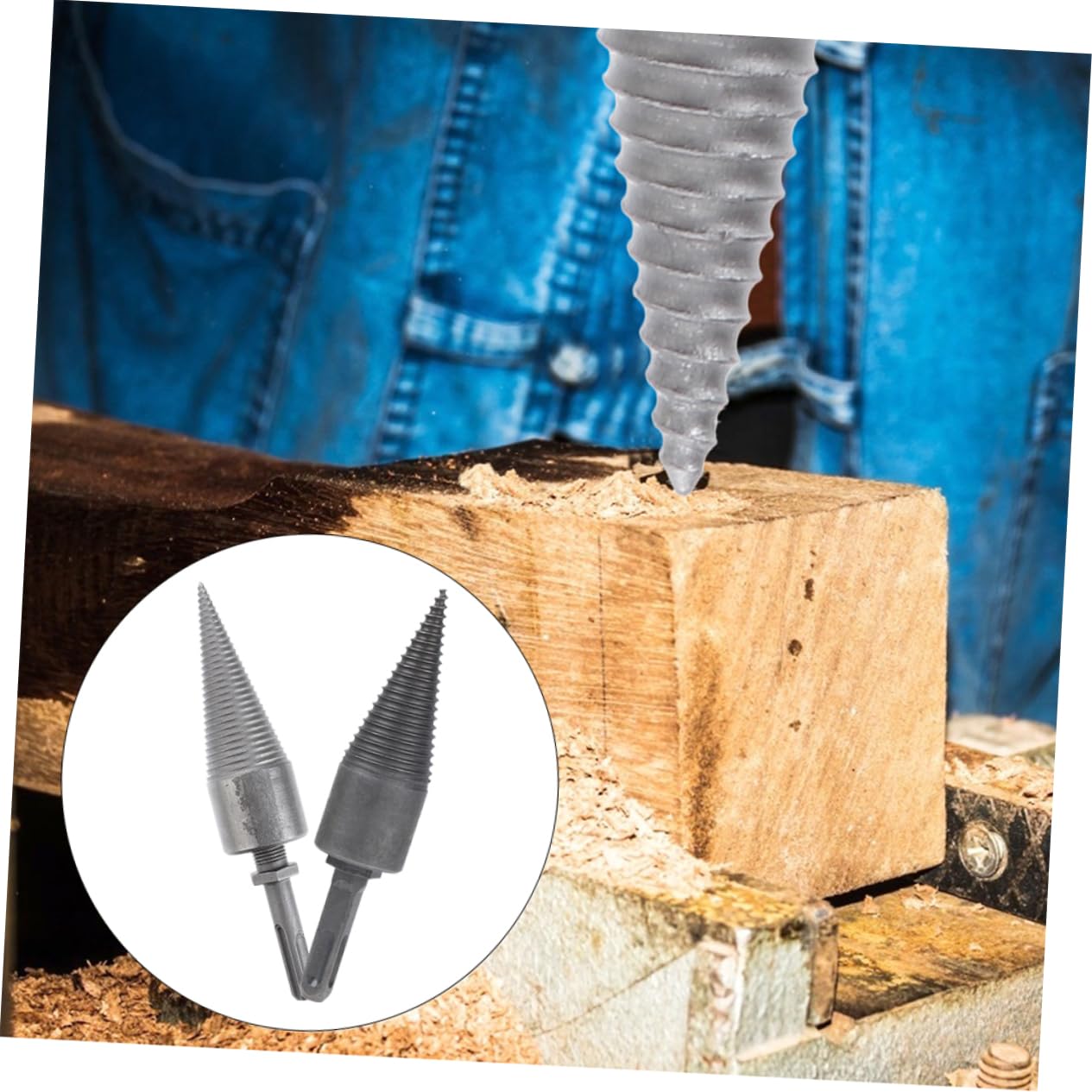 YARNOW 2 Pezzi Punta per Spaccare Legna in Acciaio ad Alta Resistenza, Cono per Trapano per Legno, Strumento per Fessurare Legna da Ardere per Esterno e Famiglia Stili multipli