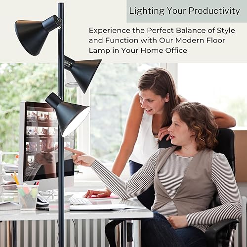 Miniatura 5 de LIGHTACCENTS Lámpara de pie de 3 luces de dormitorio con 3 luces ajustables para sala de lectura, lámpara de pie estilo árbol con luces ajustables,