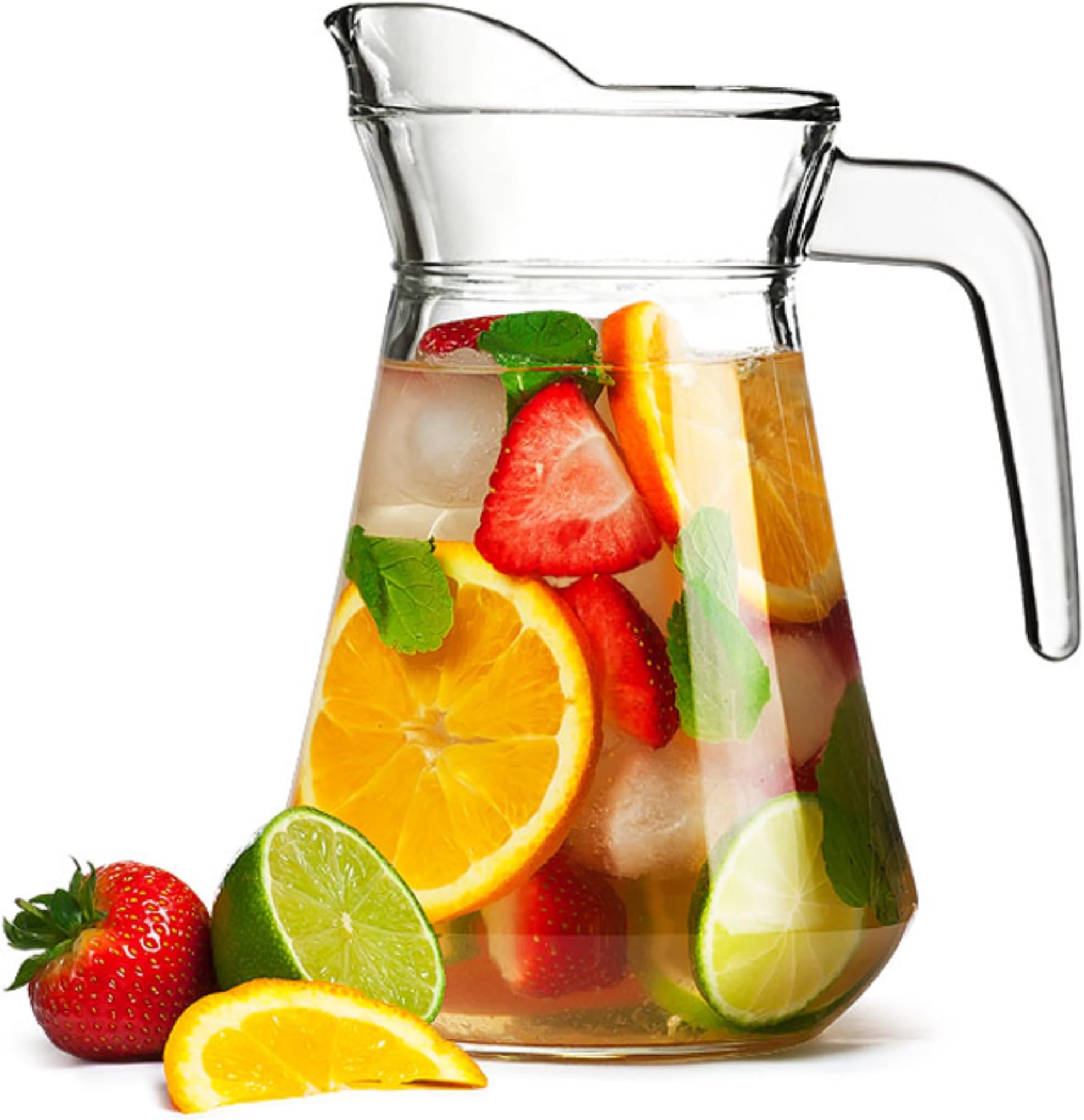 City Glass Water Jug 1.45L – Clear Glass Pitcher with Handle & Pour Spout, Perfect for Pimms, Sangria, Cocktails, Juice, Water & Table Entertaining