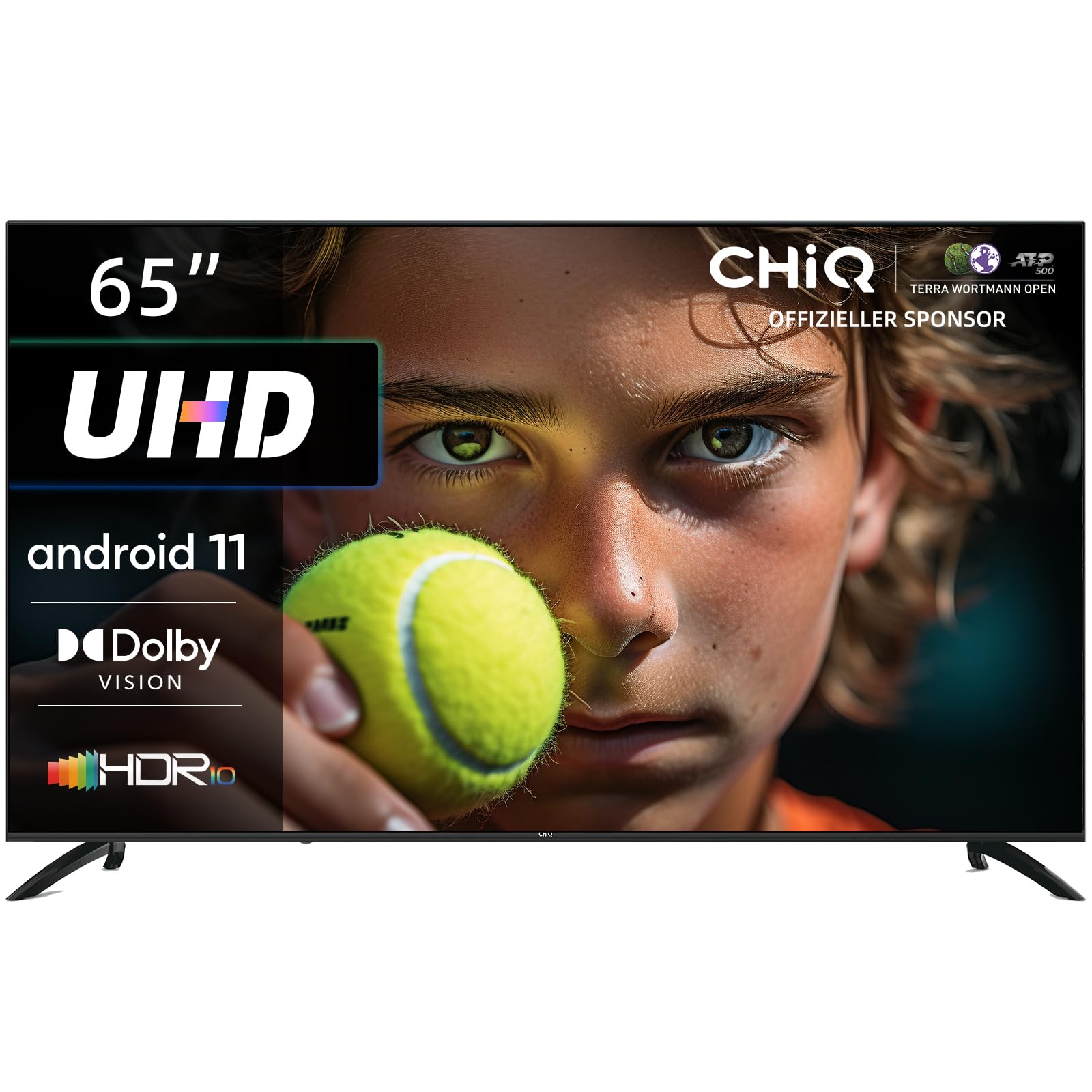 CHIQ U65H7A, 65 inch (165cm), Android TV, Smart TV, UHD, 4K, Google Play, Googly Assistant, Netflix, Prime Video, Youtube, Bluetooth, HDR, Dolby Vision, Borderless Screen, Noir