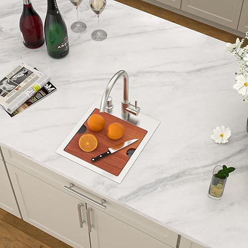 Miniatura 2 de Dcolora Fregadero de barra desplegable de 13 x 15 x 9 pulgadas, estación de trabajo con accesorios, acero inoxidable 304 cepillado, resistente 16