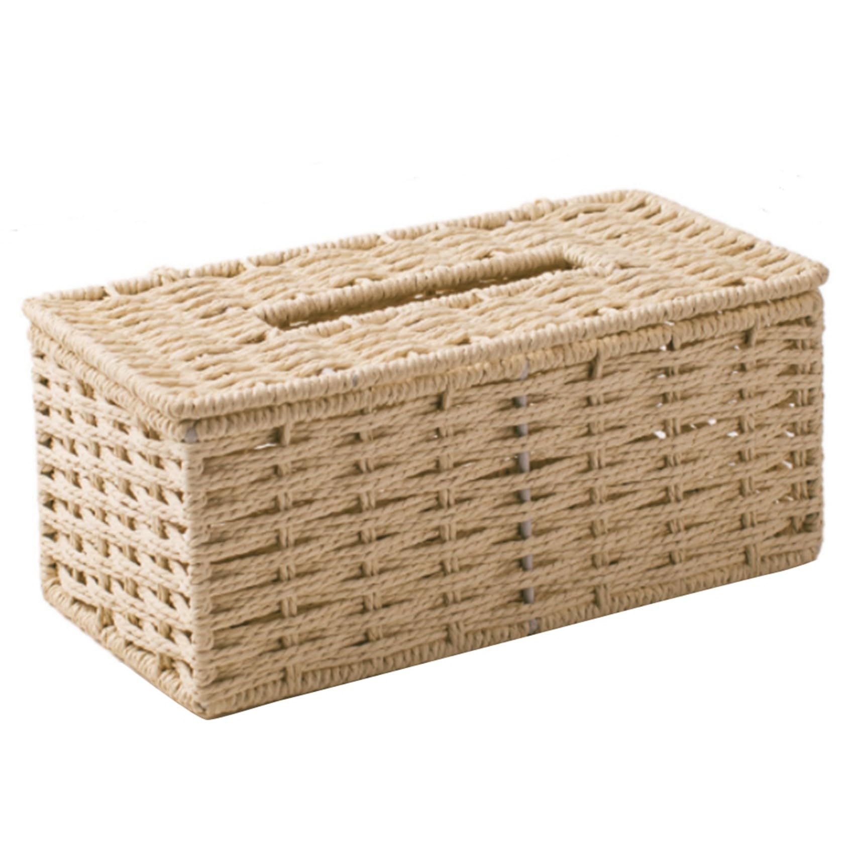Hndhbfgrt 5X Rattan Tissue Box, Vintage Napkin Holder, Case Clutter Storage Container Cover, Living Room Desk Decoration (Beige)