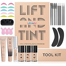 Libeauty Lash Perm and Black Dye Kit, Eyelash Lift and Brow Lamination with Black Tint 4 in 1 Set, Lash Lifting with Keratin, Complete Tools, Easy to Use, Last Up 6 Weeks