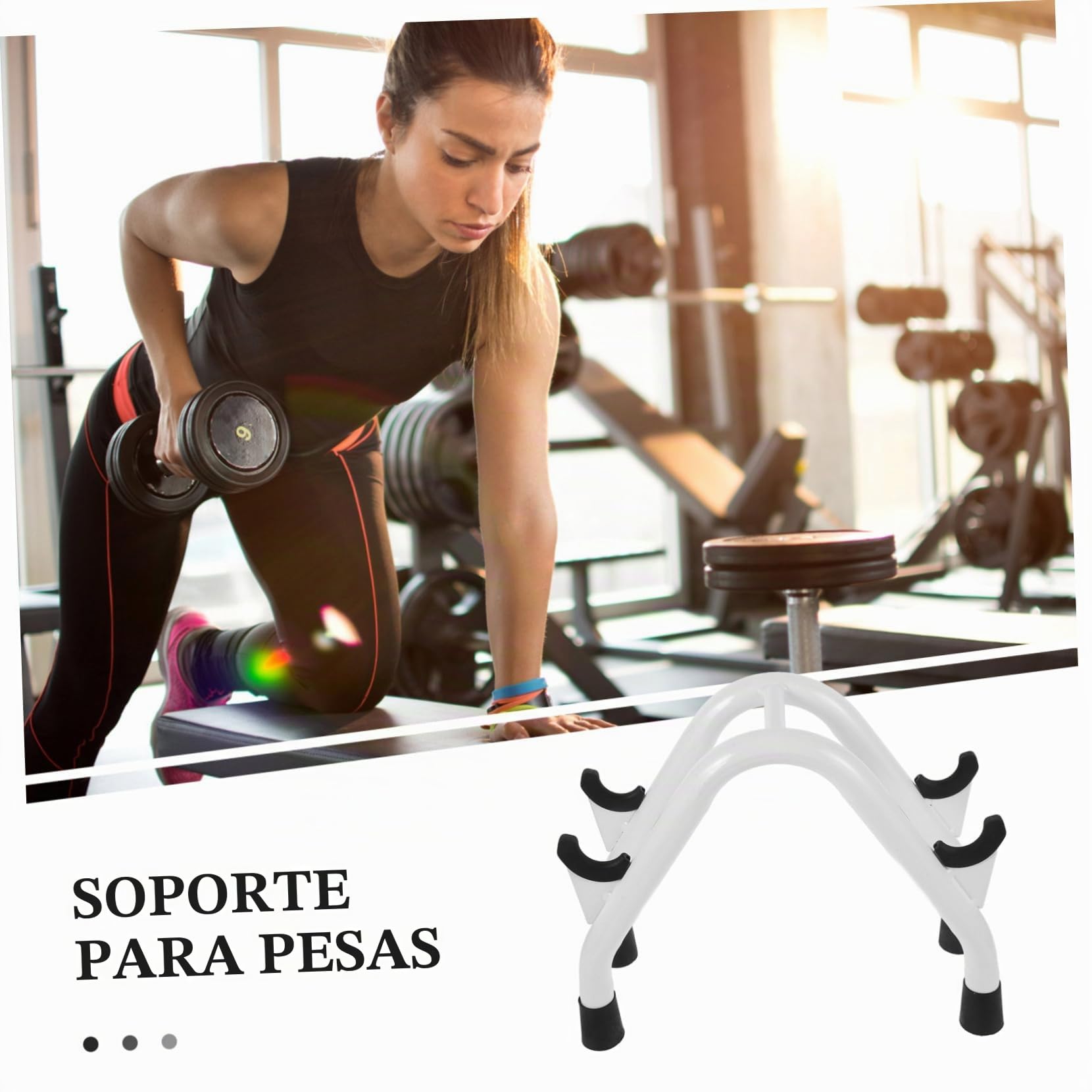 Soporte para Mancuernas de Gimnasio Estante Resistente y Duradero para Pesas Organizador de Mancuernas con Base Estable y Protección para Suelo