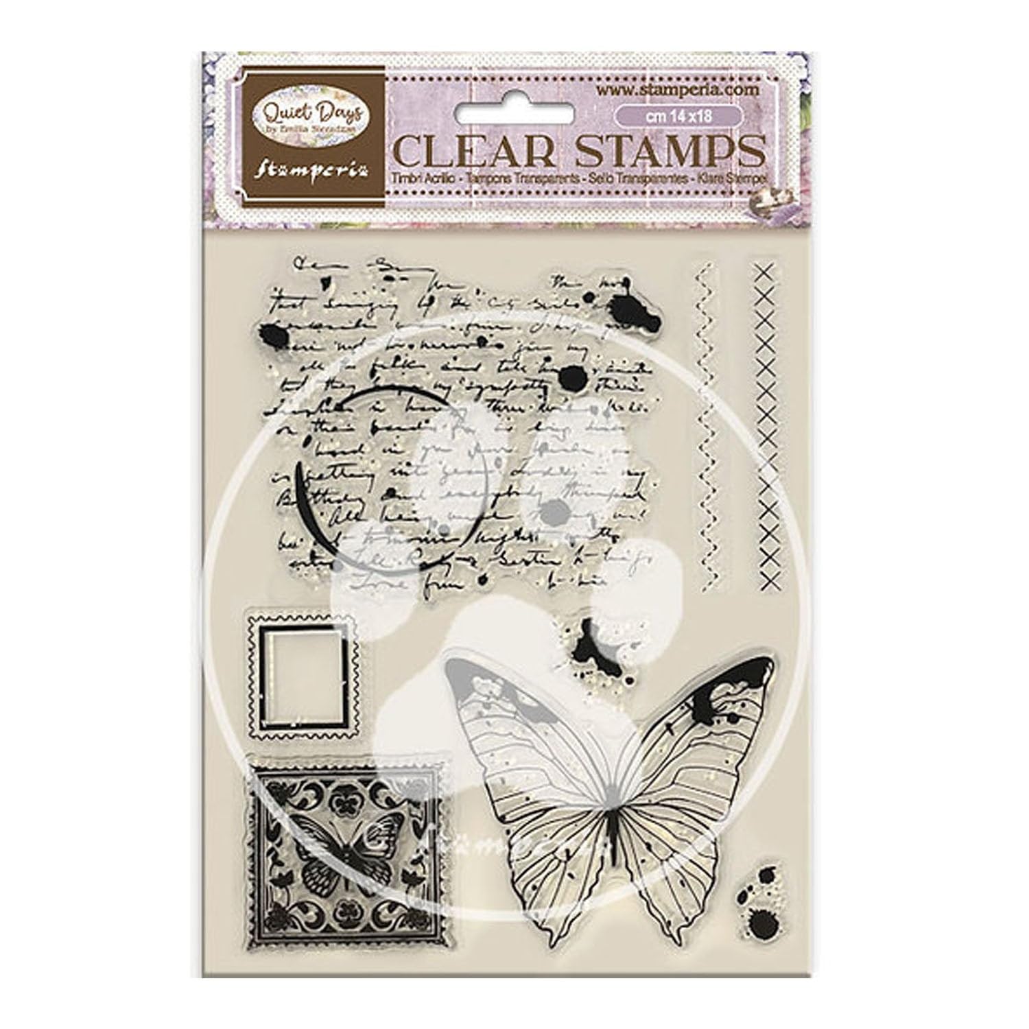 Stamperia - Acrylic Stamp for Scrapbooks, Albums, Cards, Bullet Journals and More, Transparent, Long Lasting, Easy to Clean, Perfect for Crafts and Gifting (Quiet Days, Butterfly)