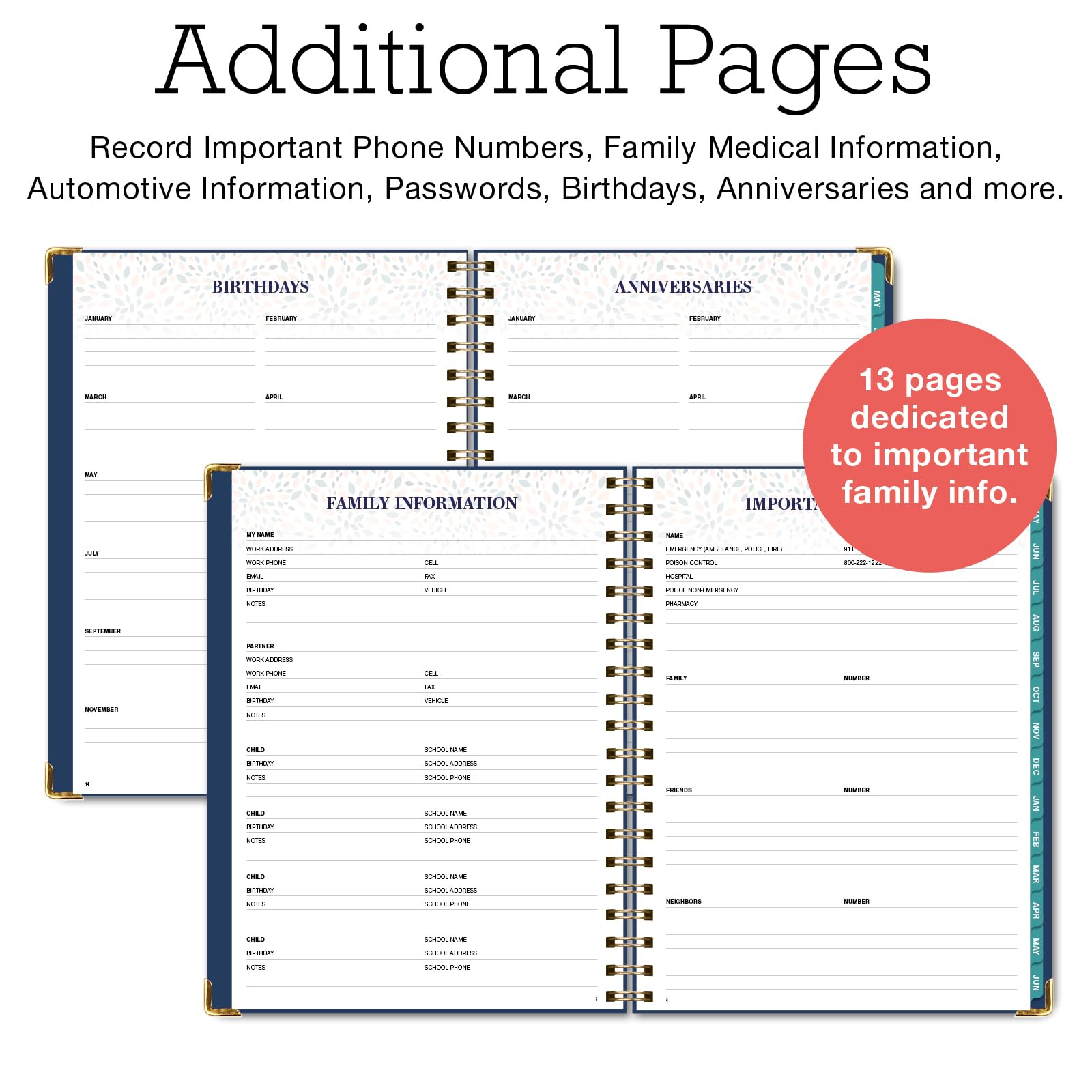 Familienplaner-Organizer – 21,6 x 27,9 cm Wochen- und Monatskalender (Mai 2026–Juni 2026). Für 5+ Personen, Mahlzeitenplanung, Budgetierung, Gewohnheiten-Tracker, Hardcover, Haushaltsplan-Organizer