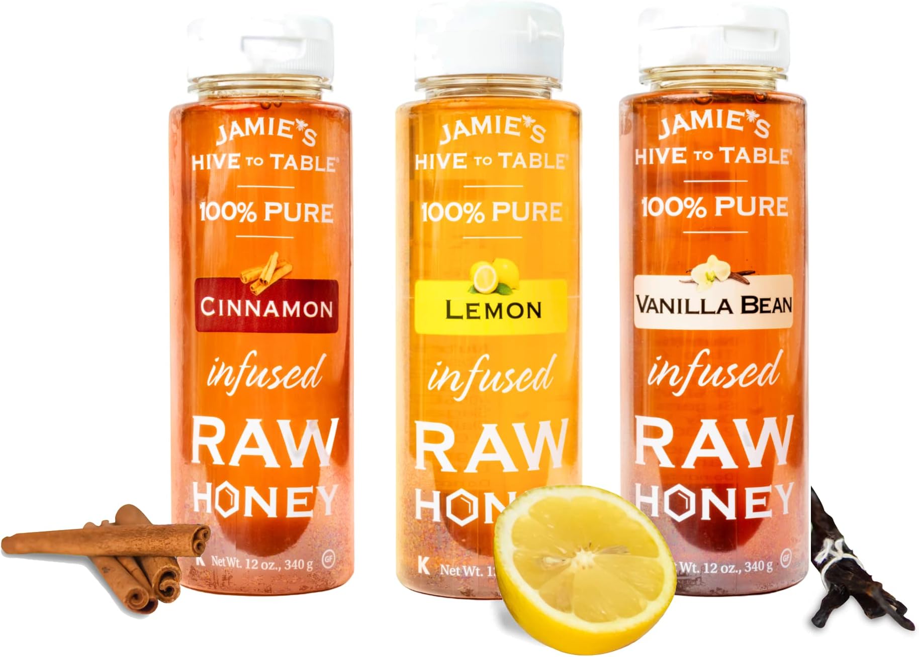 Jamie's Hive to Table Infused Raw Honey Sampler, 100 Pure Local Honey, Gourmet