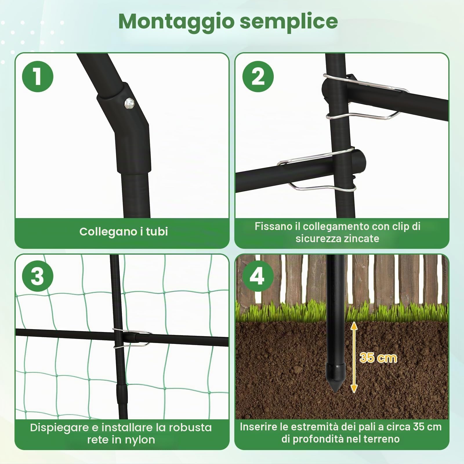 FANTASK Griglia per rampicanti, 230 cm, arco da giardino con struttura in metallo rivestito in PE, per ortaggi, frutta, fiori
