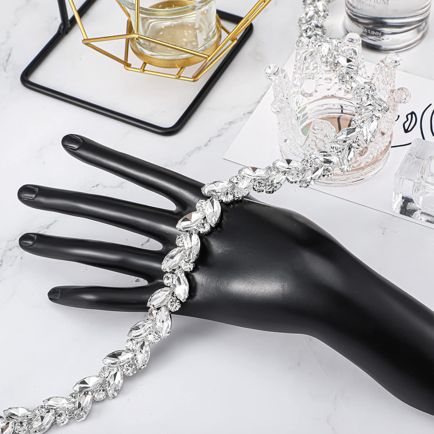 1 Yard Shiny Rhinestone Chain Trim Applique, Bling Crystal Sewing Trim Crafts Bridal Costume Embellishment Chain Trim Sparky Jewelry DIY for Necklace Bags Wedding Parties (White) : Arts, Crafts & Sewing