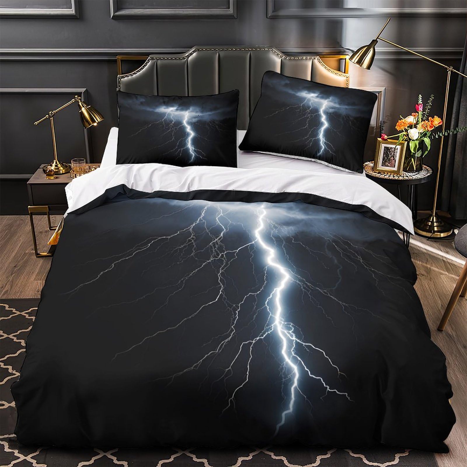 Housse de couette 140x200cm 3D ciel d'orage pour transformer l'ambiance d'une chambre d'adulte