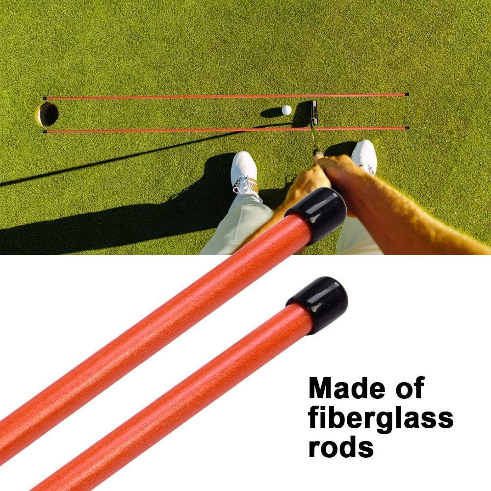 Golf Sticks Alignment Golf Training Aid - Set of 2 Orange Golf Alignment Rods + Includes 2 Sticks Connectors | Unique Size 38" | an Essential Multifunctional Golf Accessories - Best Value for Money
