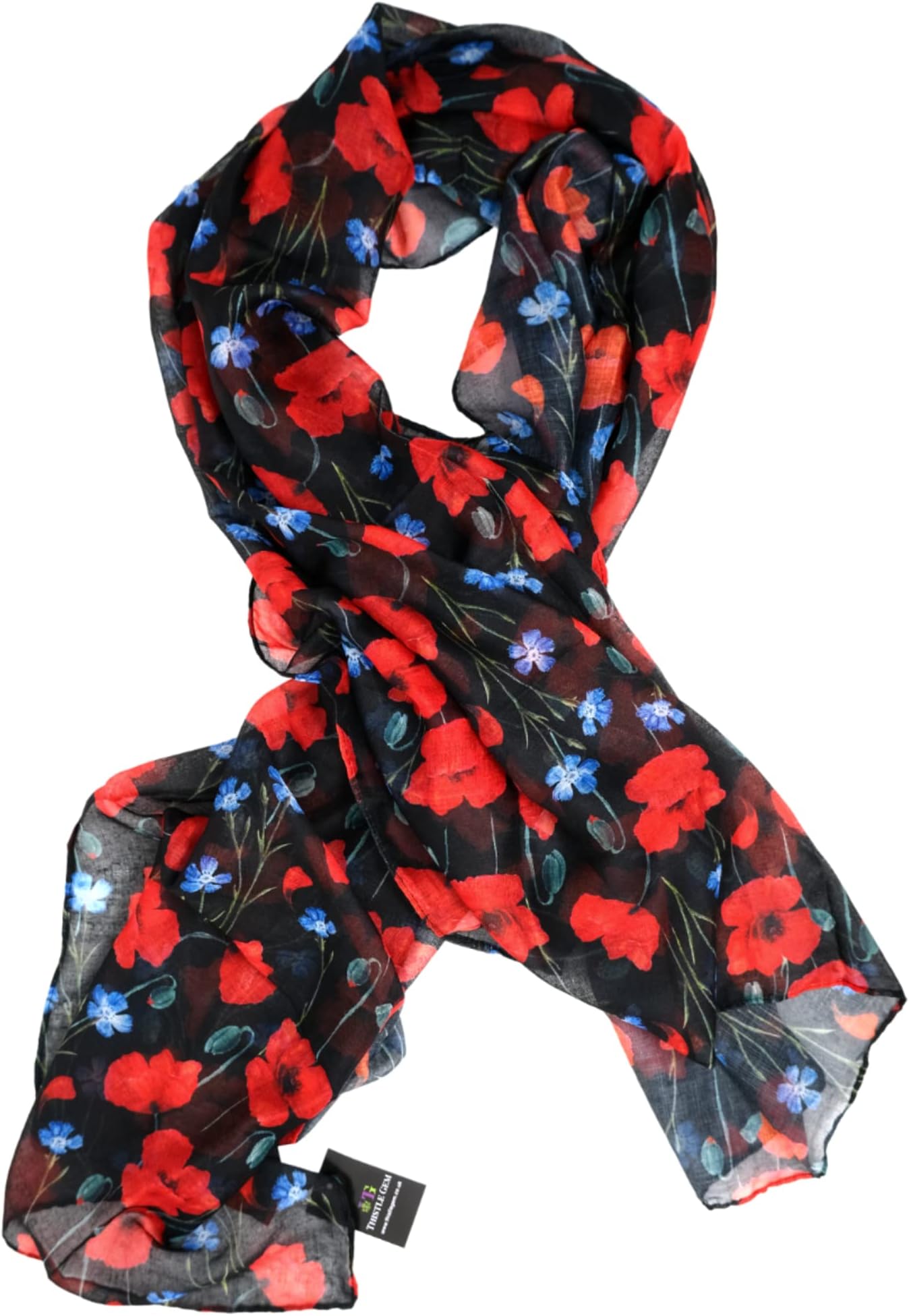 Poppy Scarf Remembrance Day (Black), One Size