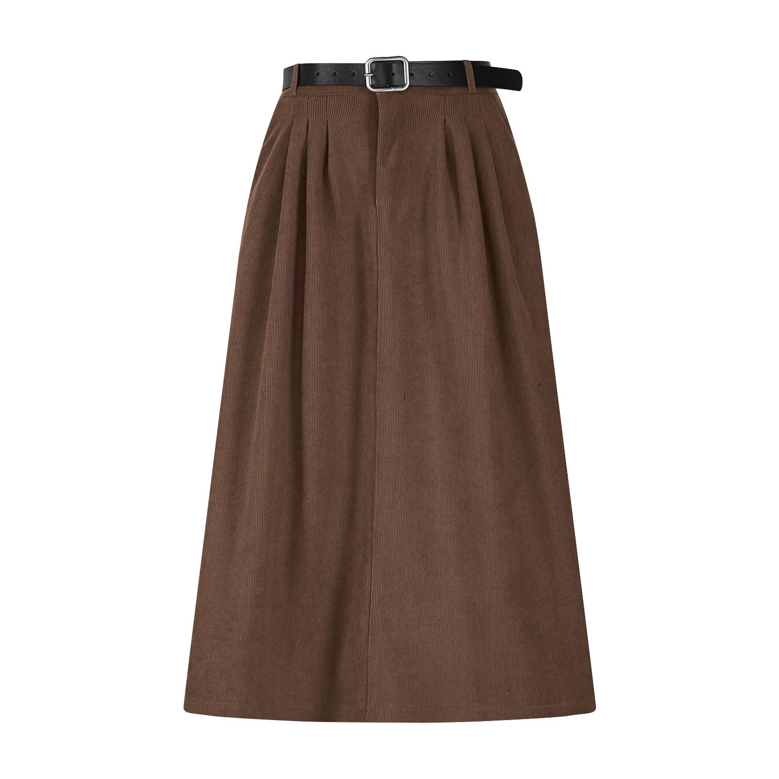HGps8w Womens Corduroy Maxi Skirt Elegant High Waisted A-Line Swing Wear to Work Vintage Long Skirts