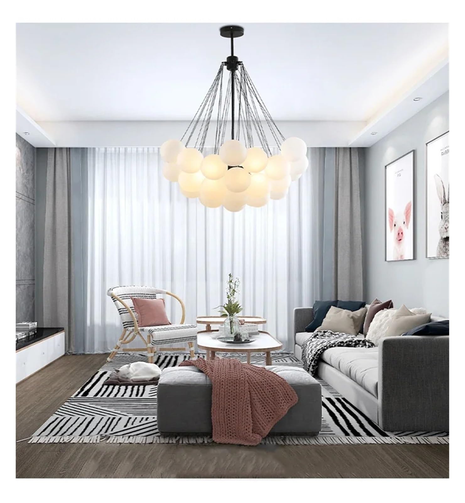 Lampada a sospensione, Bolla di vetro semplice nordica for tavolo da pranzo soggiorno Decorazione della stanza Lampada a sospensione a soffitto a LED in oro nero(Chrome 25 glasses,Warm)