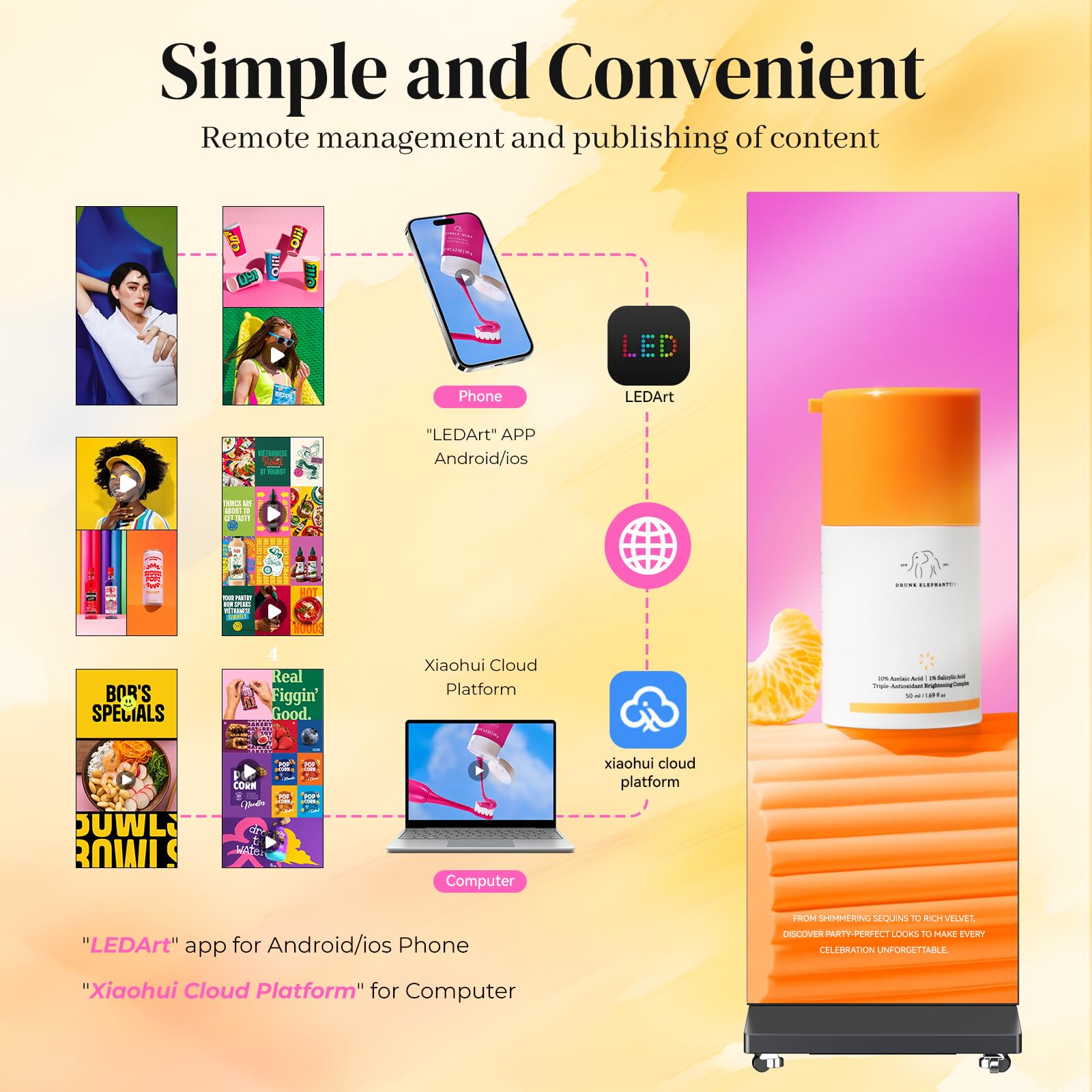80" LED Poster P1.86, Faltbares & Nahtloses Display mit GOB-Schutz, Digitaler Kundenstopper für Messen, CMS/WiFi/HDMI, Schwarz, 2er-Pack