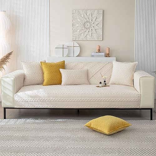 Miniatura 9 de vctops Funda de sofá de terciopelo de lujo suave y cálida funda de sofá seccional antideslizante de color sólido protector geométrico acolchado de