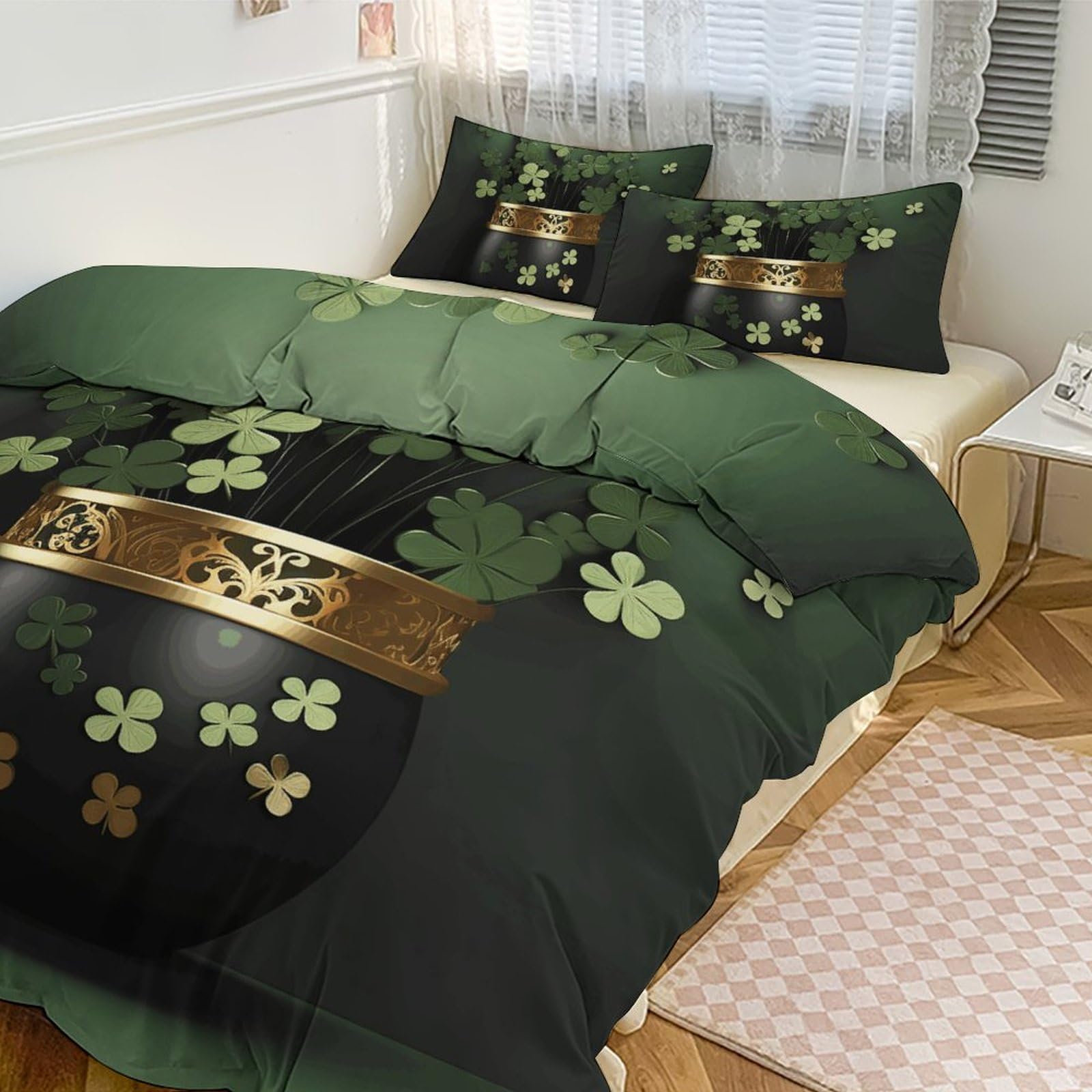 Parure de lit douce en microfibre réversible supérieure, ensemble de lit haut de gamme 3 pcs