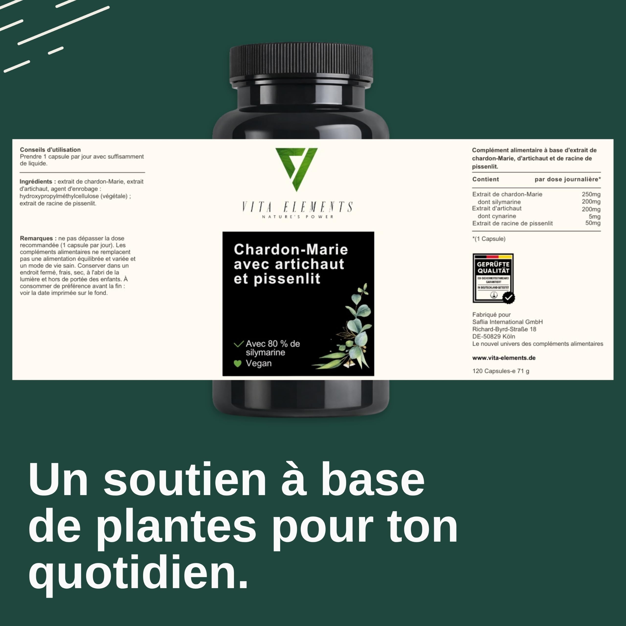 Vita Elements Chardon-Marie Artichaut Pissenlit - 120 gélules - Lot de 3