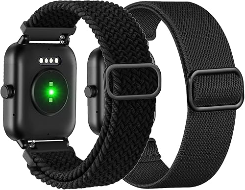 TUCOMO Paquete de 2 correas de reloj de nailon elásticas trenzadas compatibles con Woneligo W13MILOUZ IDW19FITVII H56ENOMIR ID208BT - Correas de