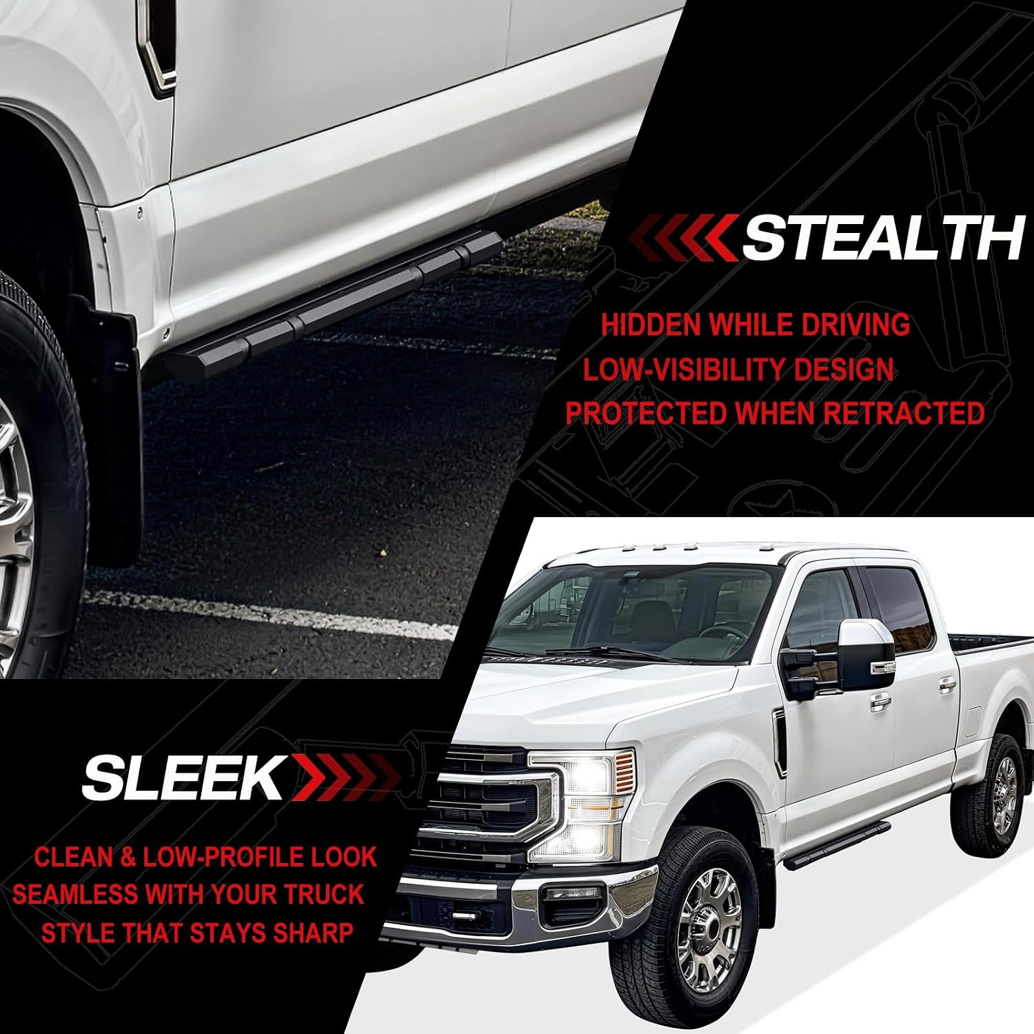APS iBot Power Drop Steps Compatible with Ford F150 2015-2026 SuperCrew Cab & F150 Lightning 2022-2026 & F-250 F-350 Super Duty 2017-2026 Crew Cab Driver Side Front Door | Individual Robotic-Inspired