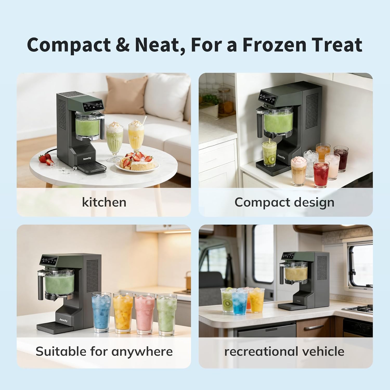 AEOCKY Compact Slushy Machine, Space-Saving Frozen Drink Maker, No Ice Needed, Fast Cooling Slushie Maker for Countertop, 7 Presets for Juice, Margaritas, Frappés, Milkshakes, Auto-Clean, LED Display