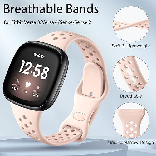 Miniatura 8 de Laffav Compatible con Fitbit Sense BandsFitbit Versa 3 4 bandas para mujeres y hombres, paquete de 4 pulseras de repuesto de silicona suave y