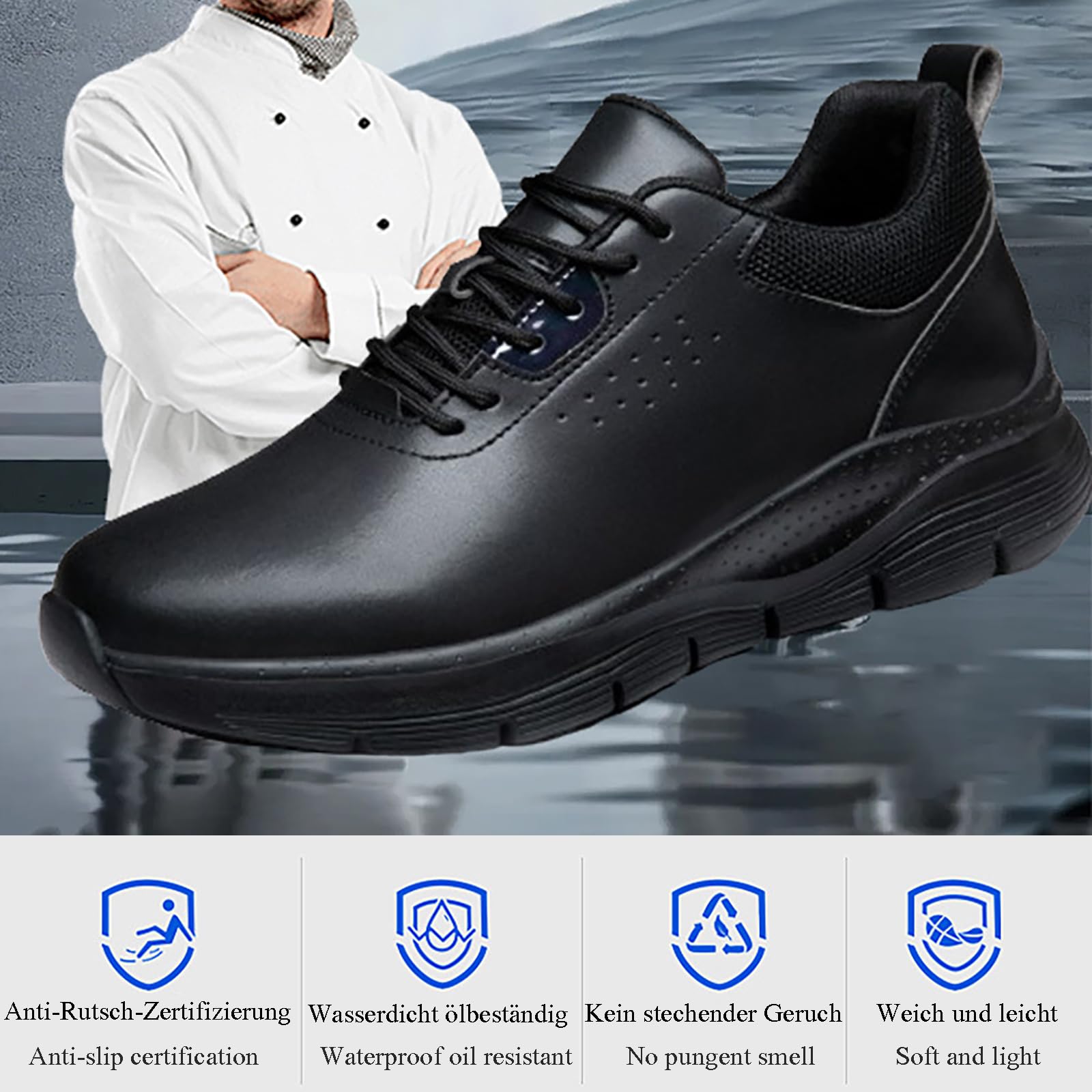 Męskie i damskie lekkie wygodne buty robocze, antypoślizgowe buty do gotowania, buty szefa kuchni, buty do gastronomii i kuchni, buty robocze, do szpitala i opieki, serwis i czyszczenie