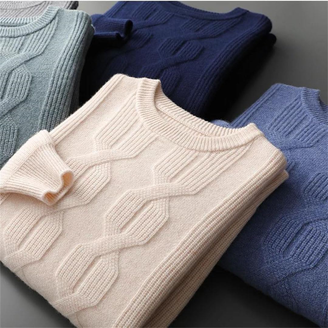 Suéteres De Lana para Hombre, Jerseys Casuales con Cuello Redondo, Camisetas De Manga Larga
