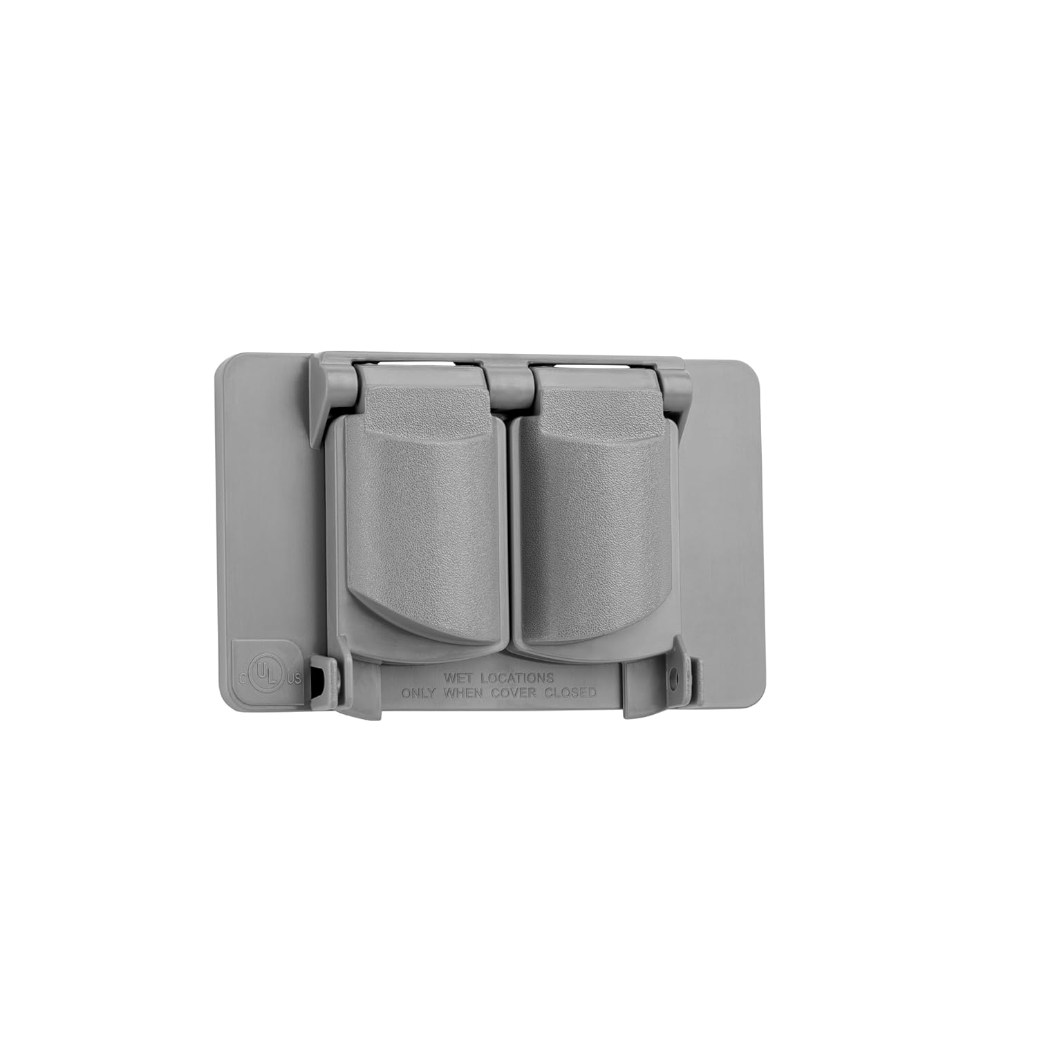 Sealproof Weatherproof Horizontal Duplex 1-Gang Outlet Cover, Nonmetallic, UL Listed, Gray