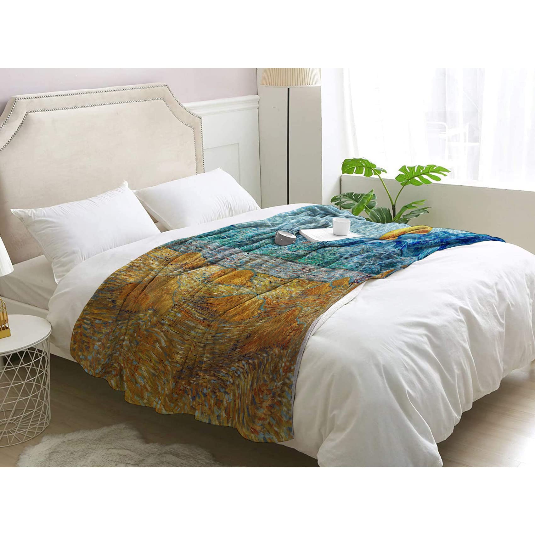 Plaid Peinture Célèbre BUKITA en flanelle de luxe pour lit 2 personnes