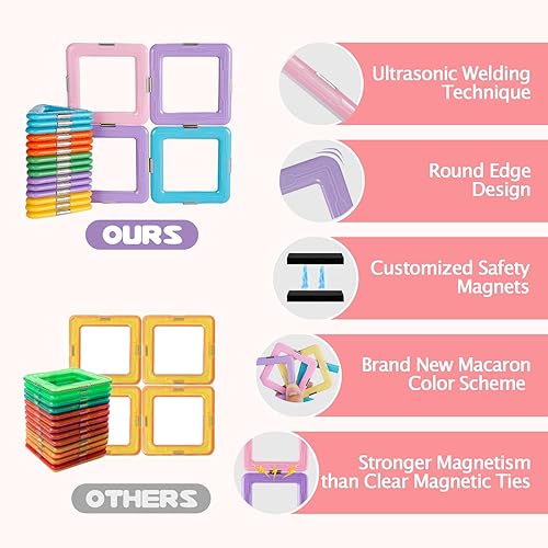 Miniatura 8 de JAiiMen Juguetes de azulejos magnéticos juego de bloques de construcción para niños con figura magnética azulejos magnéticos 3D para niñas y niños