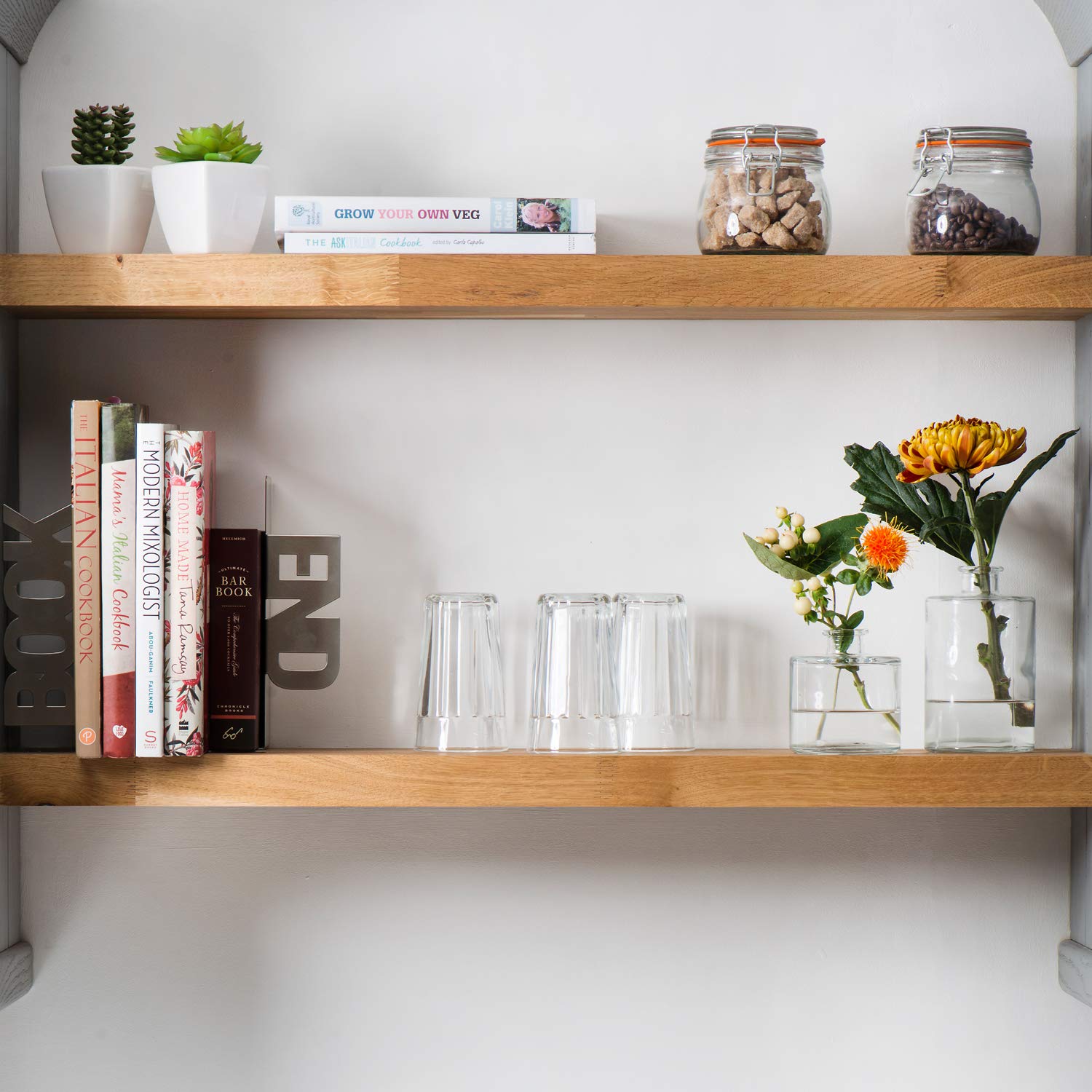 WORKTOP EXPRESS Solid Oak Timber Block Floating Shelf Available in a