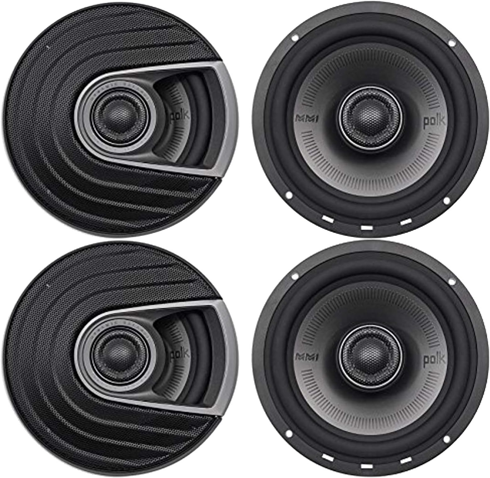 4 x Polk Audio MM 6.5 inch 2-Way Car Marine Audio Boat Motorcycle Coaxial Speakers 6-1/2"