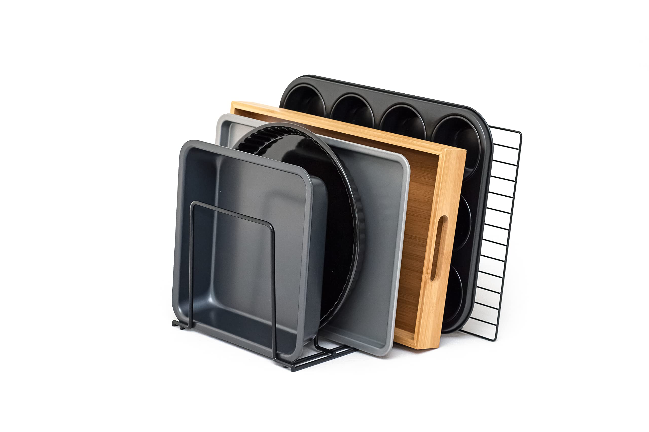JTLB Organizer Da Cucina In Metallo – Portapentole, Padelle E Coperchi, Design Salvaspazio Nero