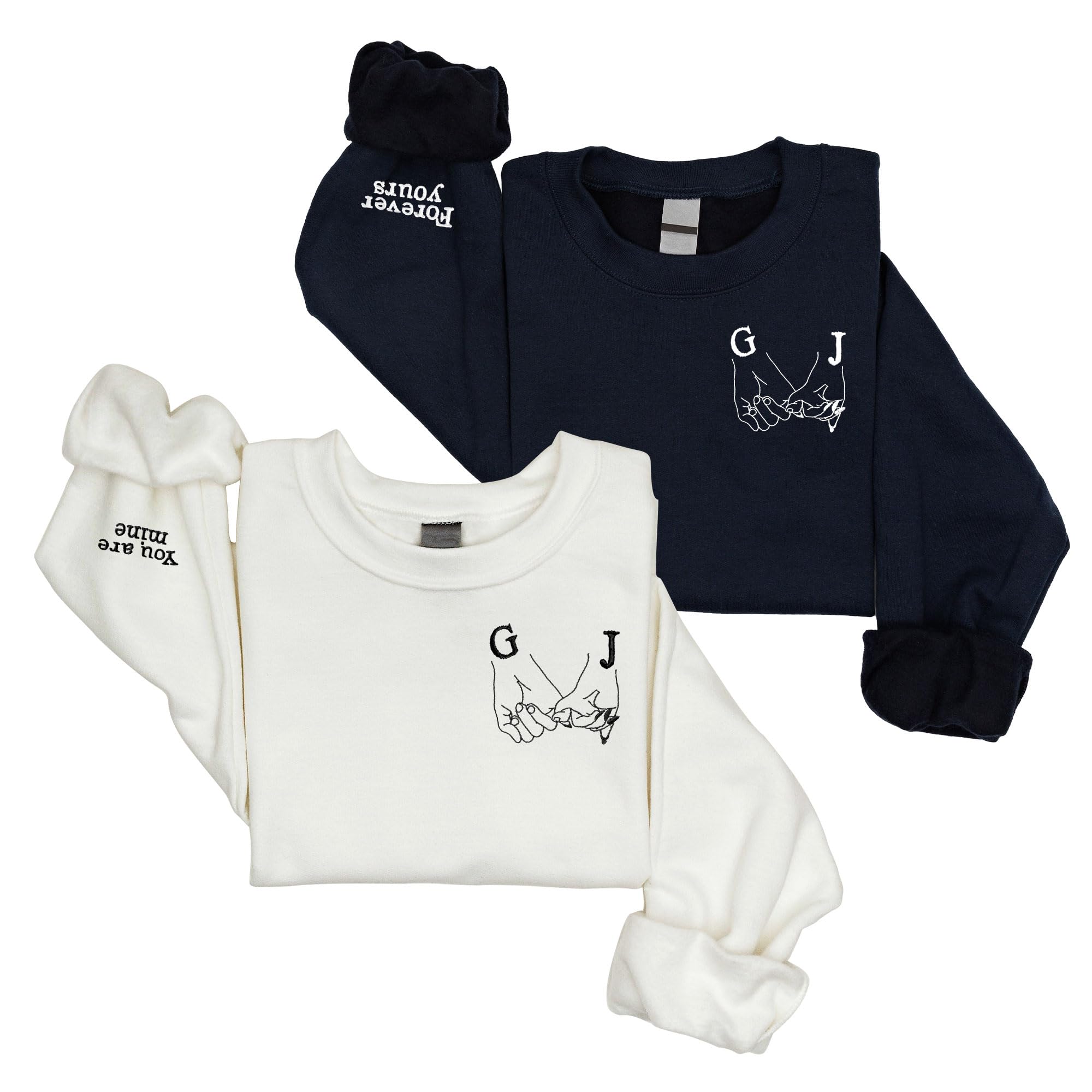 Niestandardowa haftowana bluza dla par - pasujące bluzy z kapturem dla par, uroczy prześcieradło duch bluza na Halloween, inicjał na rękawie, prezenty dla par, walentynki, chłopaka, dziewczyny