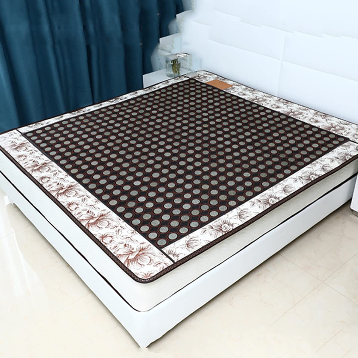elektryczny koc Podwójny Koc Elektryczny Warm And Comfortable, Heating Pad Bed Foot Warmer, Heated Mattress Pad Dual Control, Jade, Germanium Stone, Gruba Skóra,Tkanina (Color : Style 1, Size : WITH