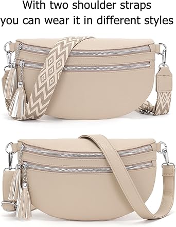 Stijlvolle heuptas voor dames, grote schoudertas voor dames, brede riem