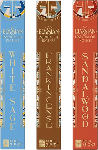 Miniatura 8 de Soul Sticks Elysian - Juego variado de 3 unidades, 10 varillas por paquete, aceites esenciales naturales, juegos de incienso para aromaterapia