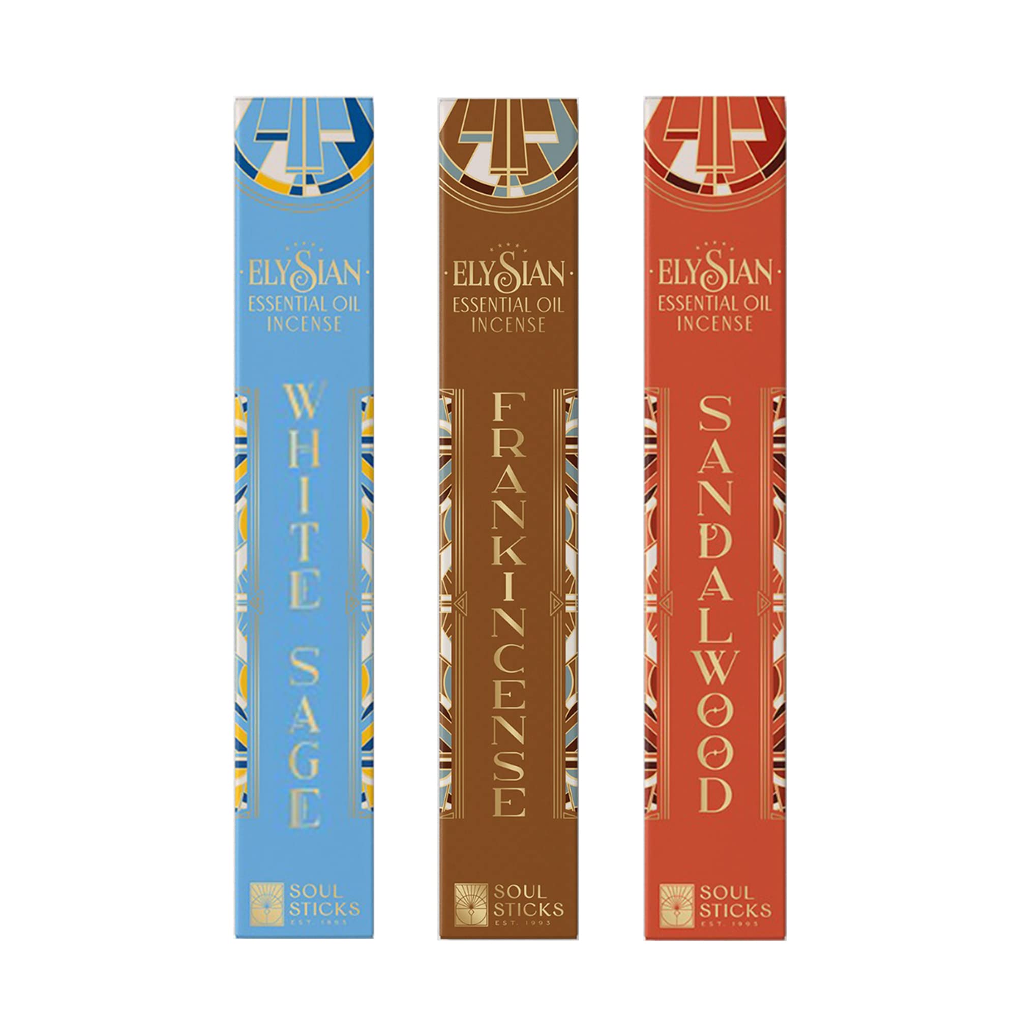 Soul SticksElysian 3 Pack Variety Set 10 Sticks Per Pack All Natural Essential Oil Incense Sets Fragrance Aromatherapy (Natures Bliss)