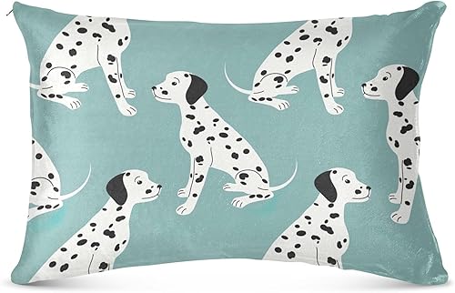 Fundas de almohada de felpa con patrón dálmata, funda de almohada Queen, con cremallera de apertura lateral, fundas de almohada suaves, 4 tamaños