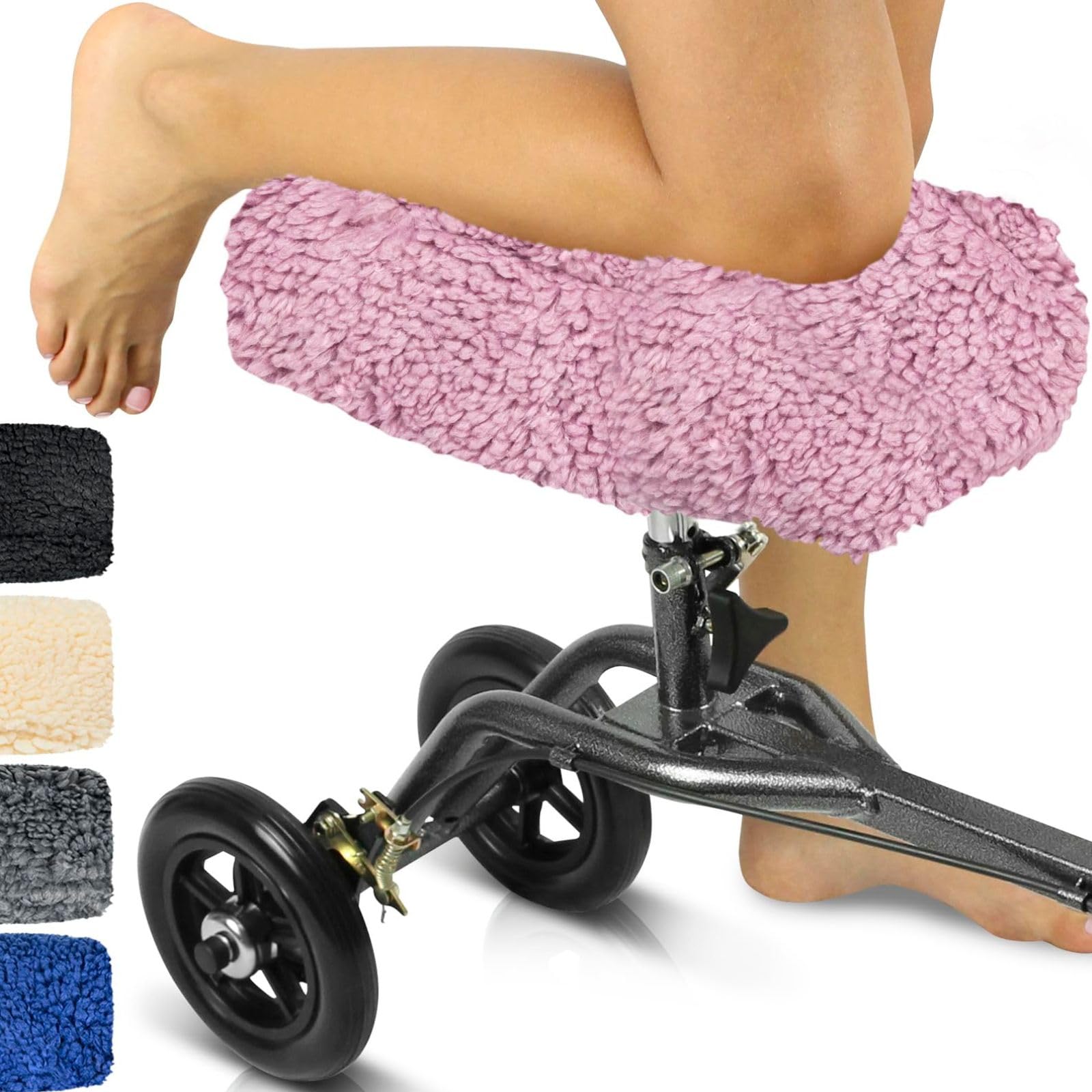 Vive Mobility Knee Walker Pad Cover - Plush Faux Sheepskin Memory Foam Cushion, Accessory for Knee Roller, Padded Accessories, Fits Most Knee Scooters