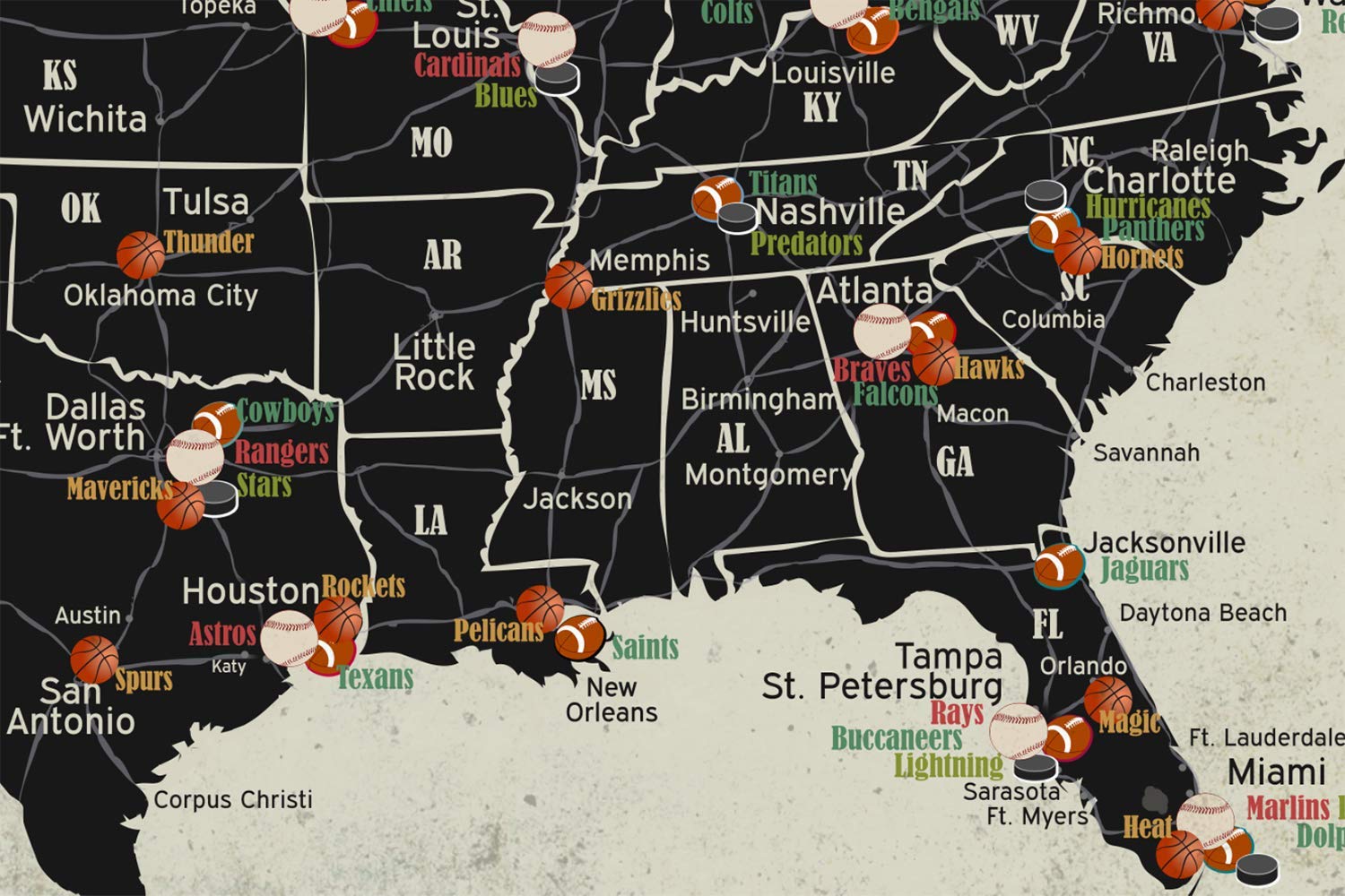Amazon.com: Grand Tour Sports Map: Features the locations of