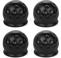 AOHEWEI 4 Pezzi Copri Gancio di Traino, Cappuccio Protettivo in Gomma Morbida da 50 mm per Gancio di Traino per rimorchi, roulotte e Camion, Nero